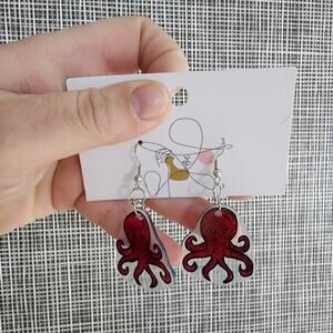 Octopus Sketch Handmade Dangle Earrings